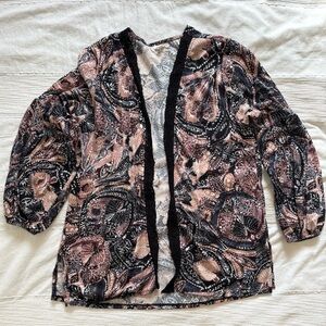 MAURICES OPEN FRONT COVER UP W CROCHET LAPEL